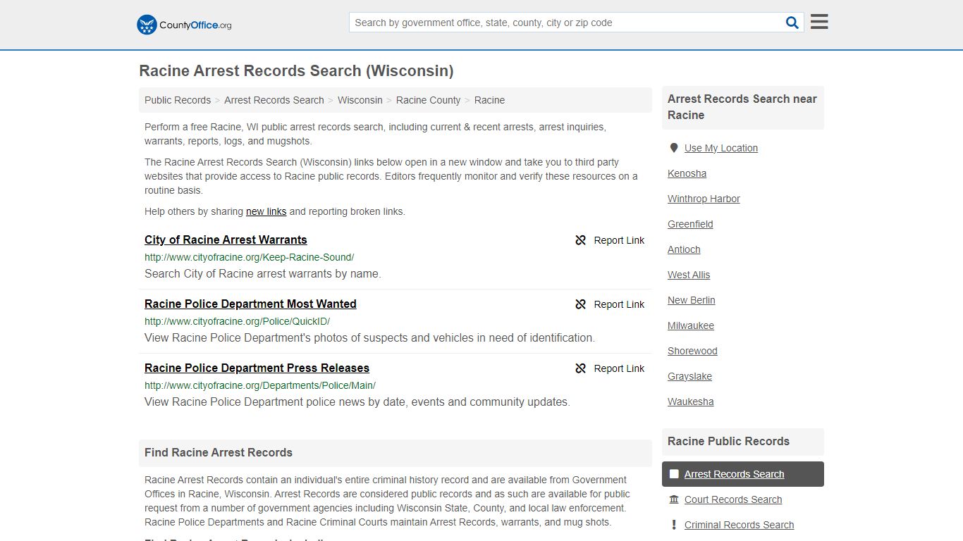 Arrest Records Search - Racine, WI (Arrests & Mugshots)